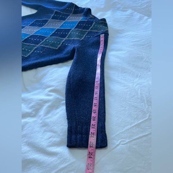 Brooks Brothers | Mens Large | Multicolor Argyle Merino Wool Cable Knit SWEATER - Picture 6 of 10